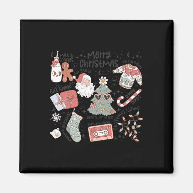 Retro Weihnachten Weihnachtsmann Cookie Ugly Weihn Magnet (Vorne)
