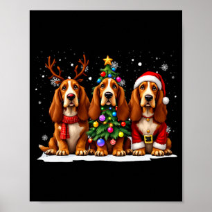 Retro-Weihnachten-Wett-Rüde-Santa-Rentier-Hundefre Poster
