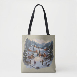 Retro-Weihnachten Winterdorf 90er Berge Bäume