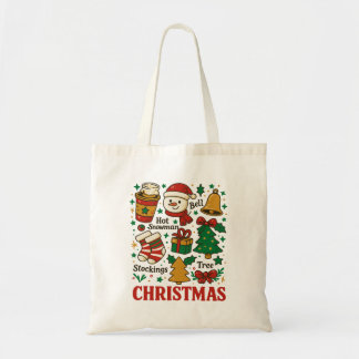 Retro-Weihnachten Xmas-Kritzeleien Tragetasche