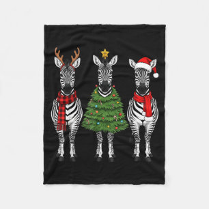 Retro-Weihnachten-Zebra-Santa-Rentier-Safari-Tier Fleecedecke