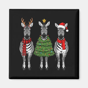 Retro-Weihnachten-Zebra-Santa-Rentier-Safari-Tier Magnet