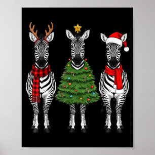 Retro-Weihnachten-Zebra-Santa-Rentier-Safari-Tier Poster
