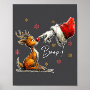 Retro-Weihnachts-Cartoon Boop, Weihnachts-Rentiere Poster