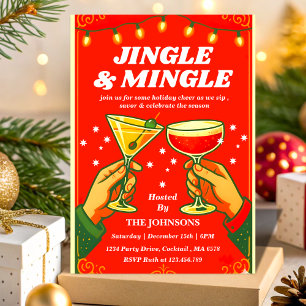 Retro-Weihnachts-Cocktailparty mit Jingle & Mingle Einladung