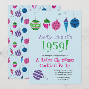 Retro-Weihnachts-Cocktailparty Vintage-Feiertag Einladung
