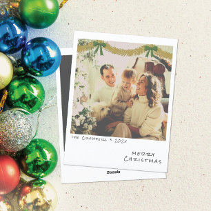 Retro-Weihnachts-Fotokarte - Gold- und grüne Girla Feiertagskarte