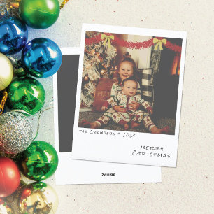 Retro-Weihnachts-Fotokarte - Rotes und goldenes Gi Feiertagskarte