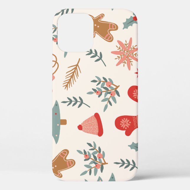 Retro-Weihnachts-Gingerbread-Muster. Case-Mate iPhone Hülle (Rückseite)