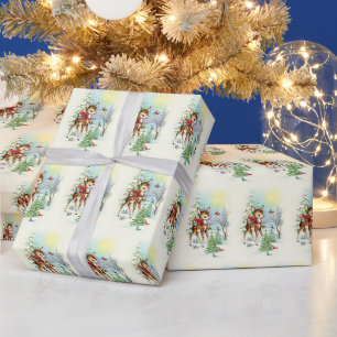 Retro-Weihnachts-Hirsch gekachelt Geschenkpapier
