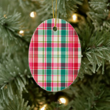 Retro-Weihnachts-Karo-Oval-Ornament