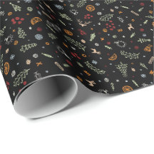 Retro-Weihnachts-Kritzeleien in reinem Schwarz