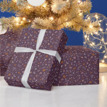 Retro-Weihnachts-Kritzeleien in tiefem Pflaumen-Pu