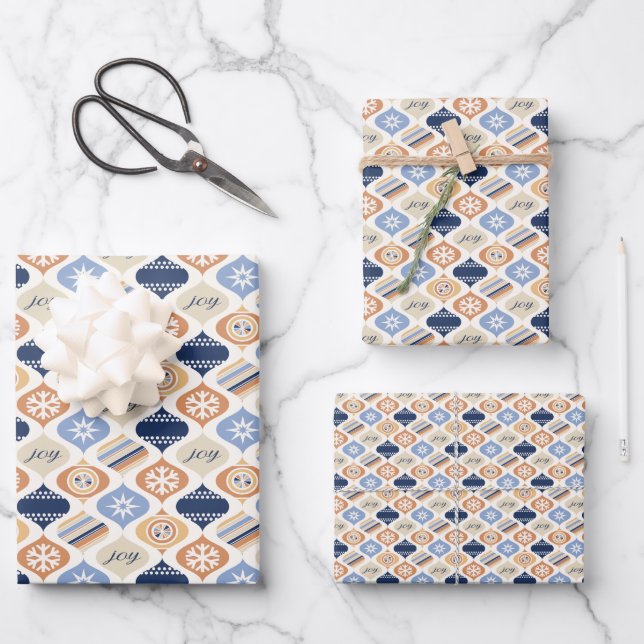 Retro Weihnachts Luxus Geschenkpapier Set (Vorderseite)