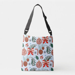 Retro-Weihnachts-Ornament-Schultertasche Tragetaschen Mit Langen Trägern