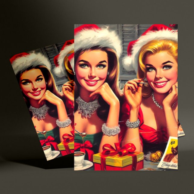 Retro-Weihnachts-Pin-ups Postkarte (Von Creator hochgeladen)
