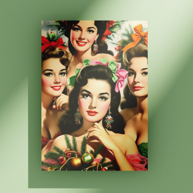 Retro-Weihnachts-Pinups Postkarte (Von Creator hochgeladen)