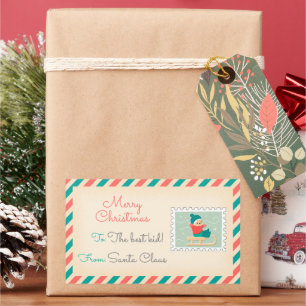 Retro-Weihnachts-Poststempel-Etiketten - Glücklich Rechteckiger Aufkleber