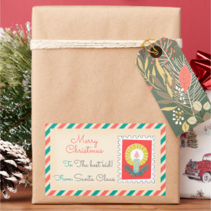 Retro-Weihnachts-Poststempel-Etiketten - Kerze Rechteckiger Aufkleber