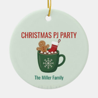 Retro-Weihnachts-Pyjama-Party-Heißgetränk-Ornament Keramik Ornament