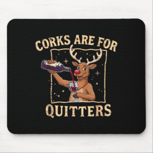 Retro-Weihnachts-Rentier-Trink-Wein-Korken sind fü Mousepad