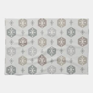Retro-Weihnachts-Schneeflocken Silber Gold Geschirrtuch