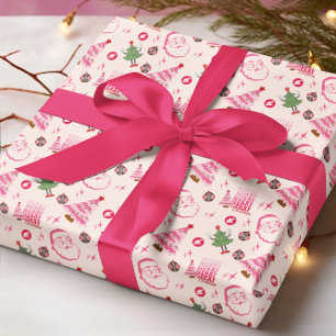 Retro Weihnachts-Set von 3 Umschlagpapier Geschenkpapier Set