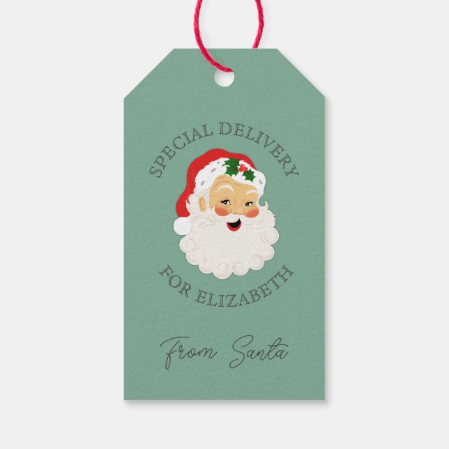 Retro Weihnachts Sonderlieferung vom Weihnachtsman Geschenkanhänger (Rückseite)