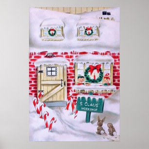 Retro Weihnachts Weihnachts-Workshop-Poster Poster