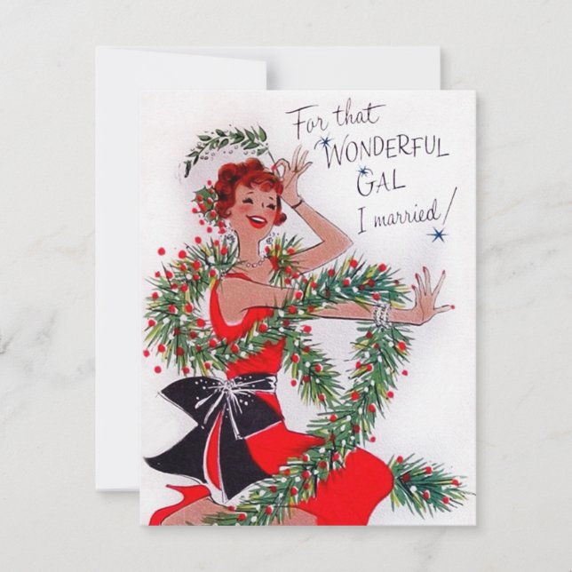 Retro Weihnachts-Weihnachtskarte Ehefrau hinzufüge Feiertagskarte (Vorderseite)