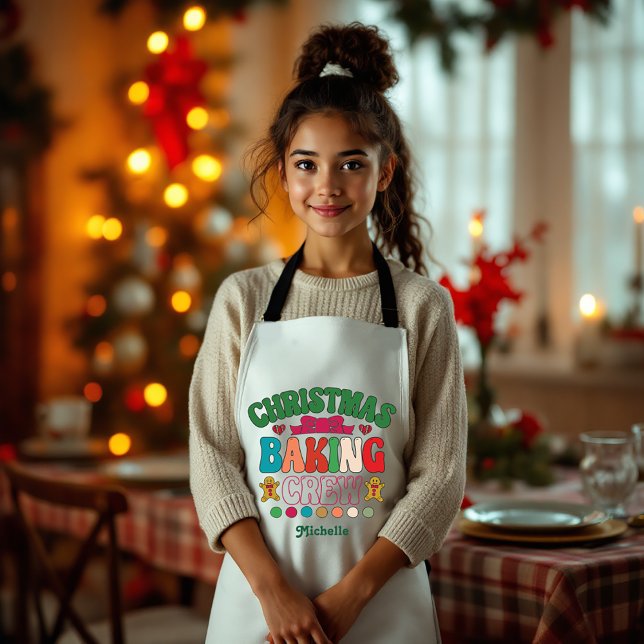 Retro Weihnachtsbacken Crews Schürze (Retro Christmas Baking Crew Kids Apron)