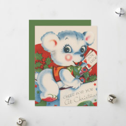 Retro-Weihnachtsbär Feiertagskarte