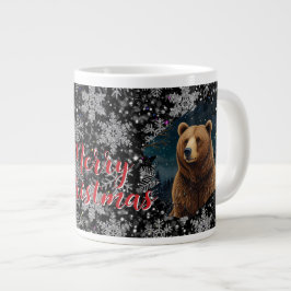 Retro Weihnachtsbär Mitternachtsschneewelt Jumbo-Tasse