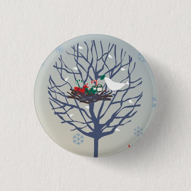 Retro-Weihnachtsbaum Button (Vorderseite)