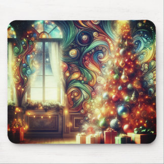 Retro-Weihnachtsbaum + Dekorationen der 1970er Jah Mousepad