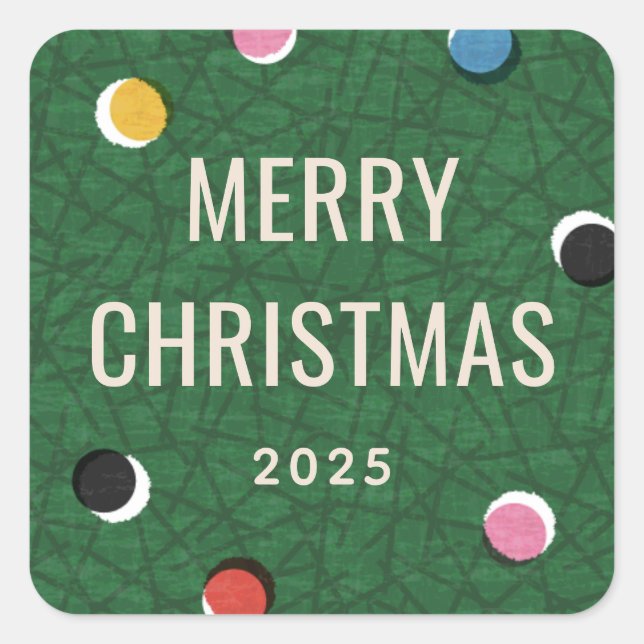 Retro-Weihnachtsbaum Farbpunkte Aufkleber (Vorderseite)