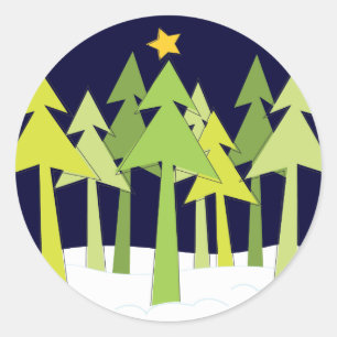 Retro Weihnachtsbaum-Feiertags-runder Aufkleber