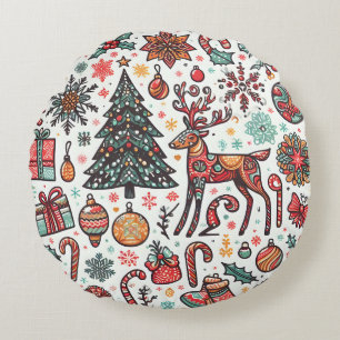 Retro-Weihnachtsbaum-Geschenk-Rundkissen Rundes Kissen