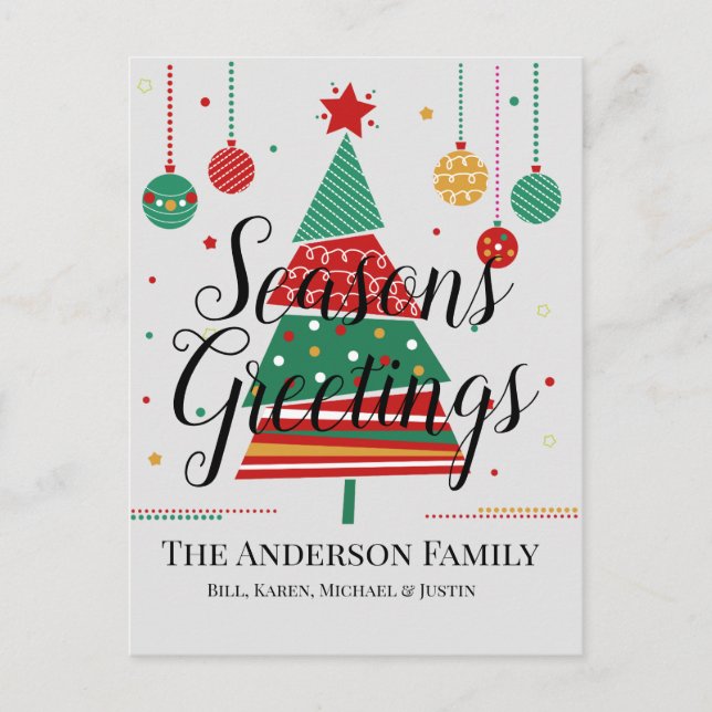 Retro Weihnachtsbaum individuell anpassbar Feiertagspostkarte (Vorderseite)