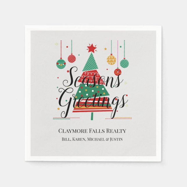 Retro Weihnachtsbaum individuell anpassbar Serviette (Vorderseite)