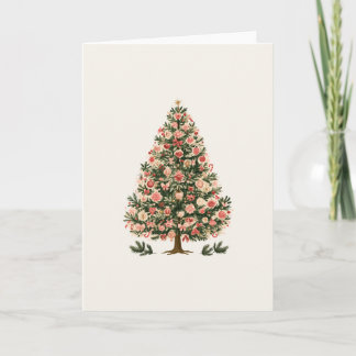 Retro-Weihnachtsbaum mit rosa Kugeln Feiertagskarte