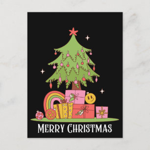 Retro-Weihnachtsbaum Schwarze Feiertage Feiertagspostkarte