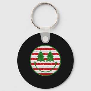 Retro Weihnachtsbaum Smile Face Xmas Damen Teens Schlüsselanhänger
