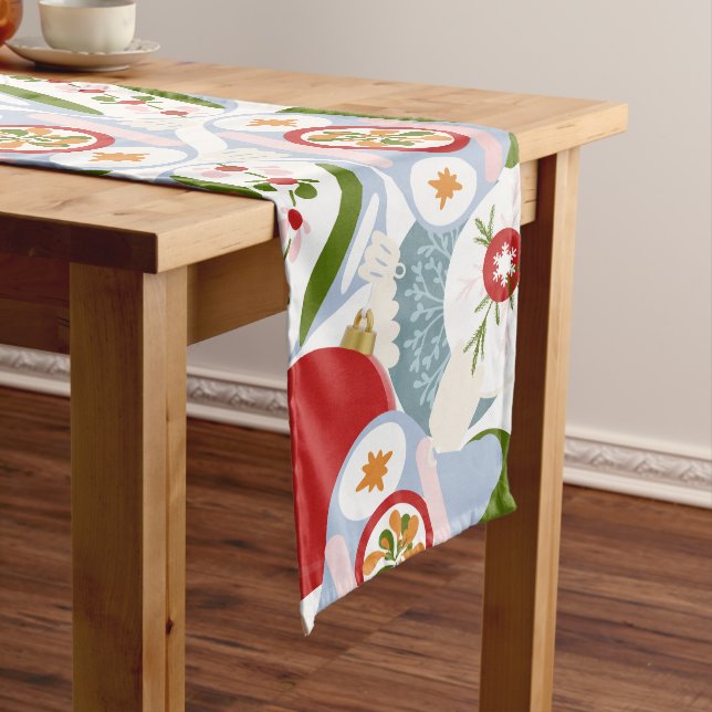 Retro Weihnachtsbaumdekore Rot Großer Tischläufer (Beispiel)