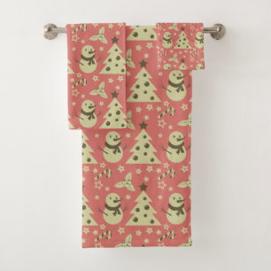 Retro Weihnachtsbäume Heilige Beerenstrasse Badhandtuch Set