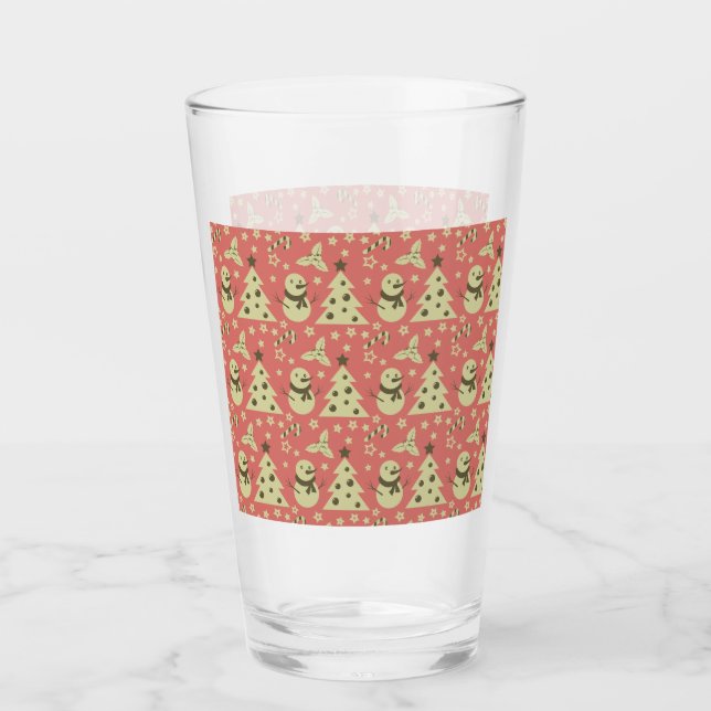 Retro Weihnachtsbäume Heilige Beerenstrasse Glas (Vorderseite)