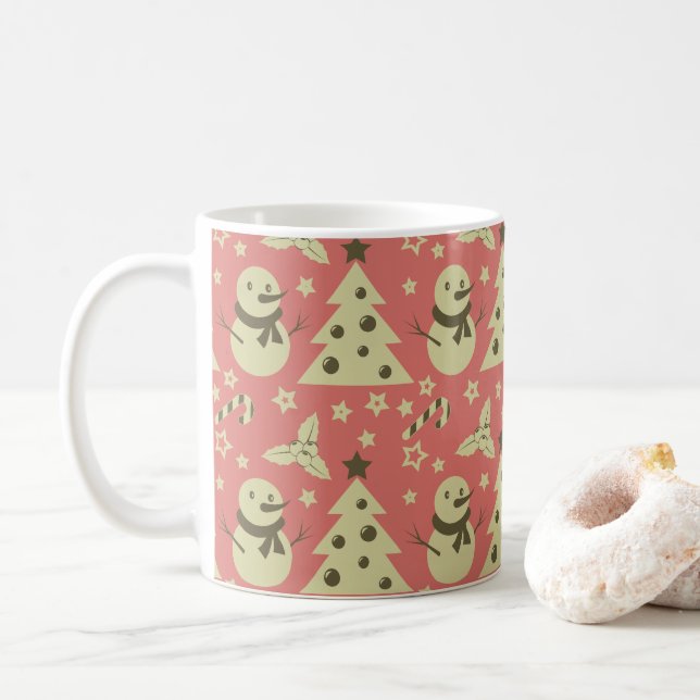 Retro Weihnachtsbäume Heilige Beerenstrasse Kaffeetasse (Mit Donut)