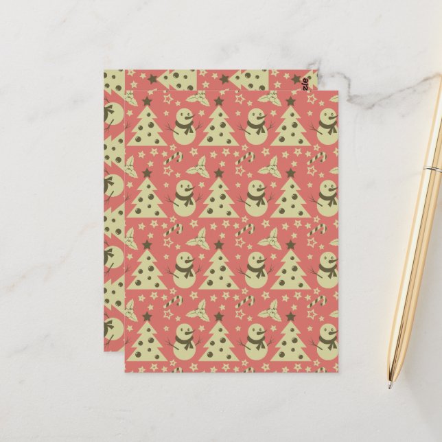 Retro Weihnachtsbäume Heilige Beerenstrasse Postkarte (Vorderseite/Rückseite Beispiel)