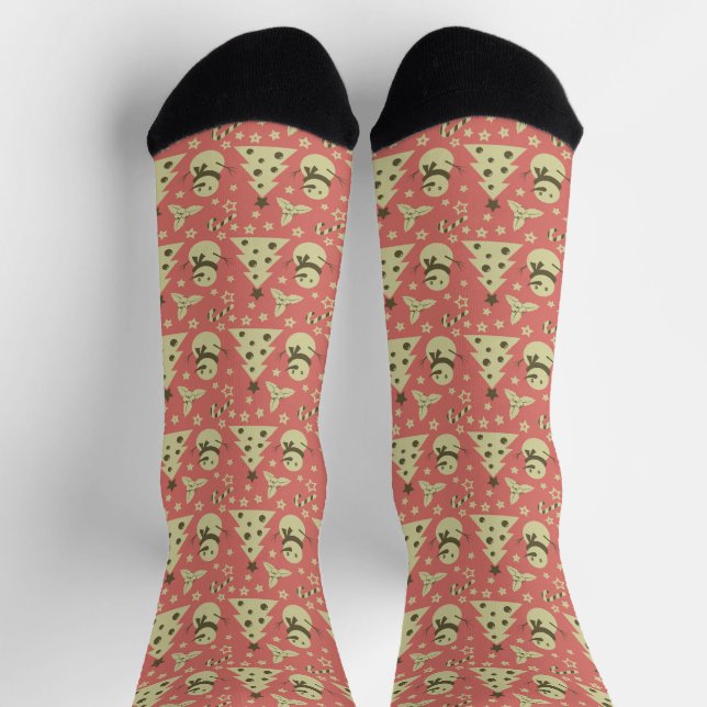 Retro Weihnachtsbäume Heilige Beerenstrasse Socken (Oben)