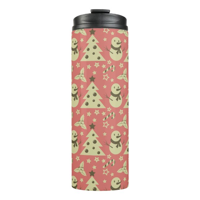 Retro Weihnachtsbäume Heilige Beerenstrasse Thermosbecher (Vorderseite)